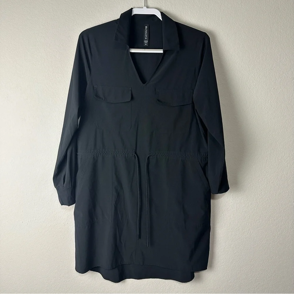 Athleta Black Long Sleeve Athletic Athleisure Zuma Shirtdress Size Medium